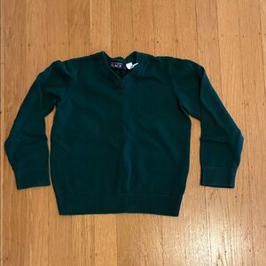 Boys Deep Green V-Neck Sweater